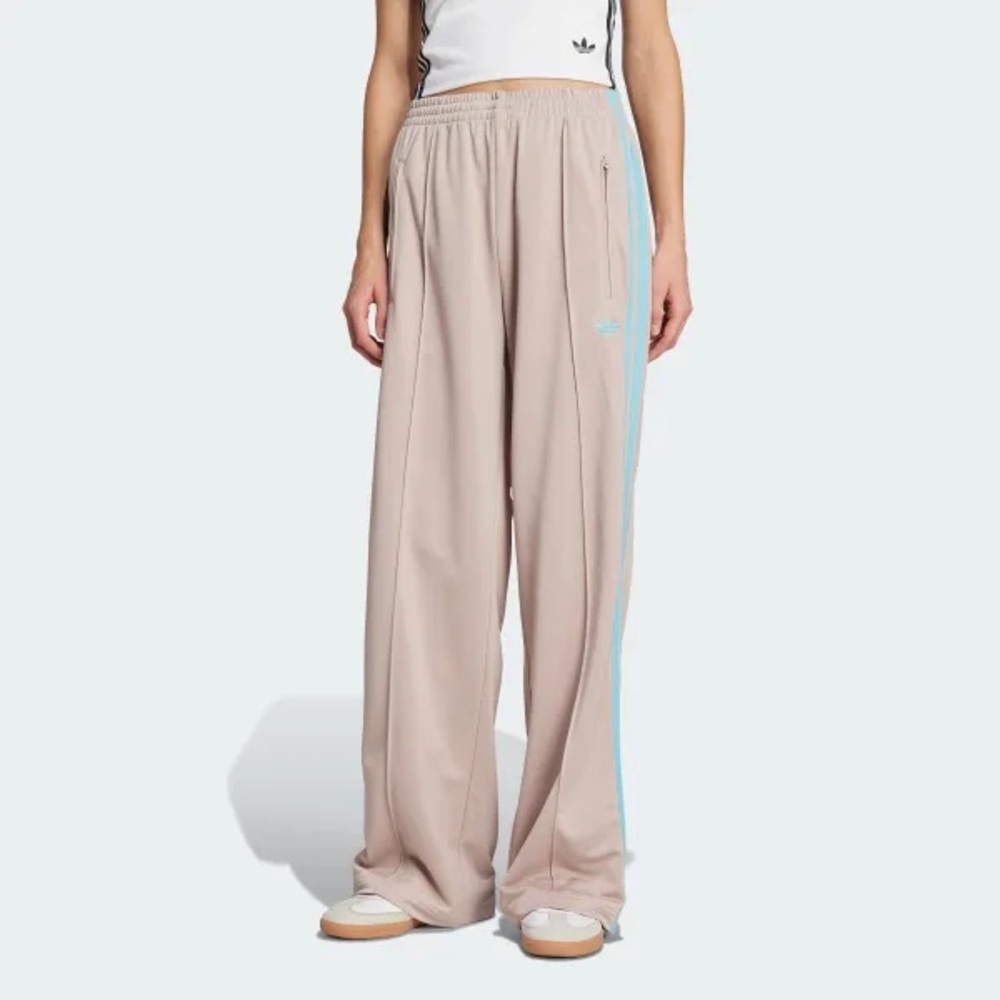 NWT Adidas Women's Tan Joggers with Light Blue Accent